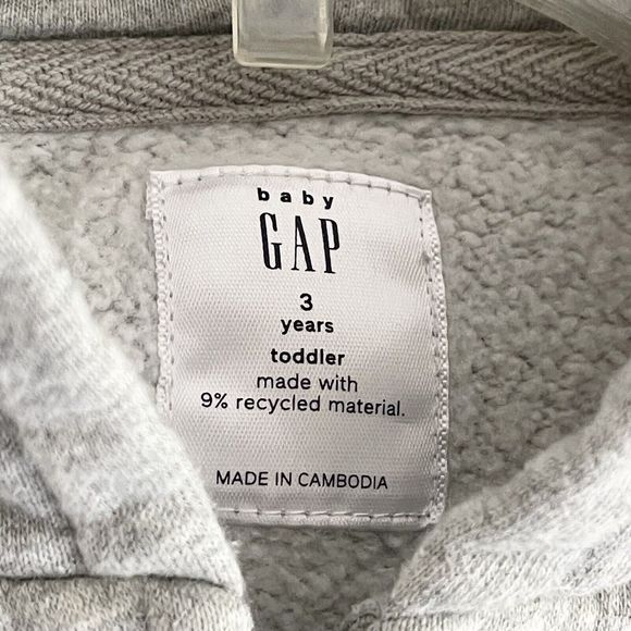 Baby Gap Hoodie Jacket Toddler Size 3 Front Pocket Gray Navy Blue Long Sleeve - Picture 4 of 5